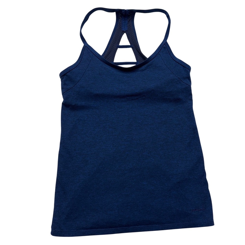 Patagonia Active Strappy Shelf Bra Tank Top Navy Blue Heather Womens Small